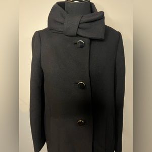 Kate Spade New York Black Bow Neck Wool Coat *EUC*